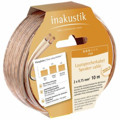 Inakustik Lautsprecherkabel transparent 2 x 0,75mm² Ring 10m Boxenkabel 249