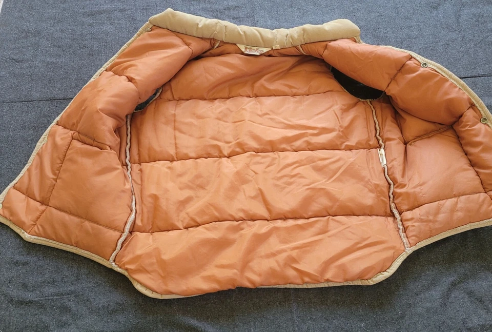 Chaleco acolchado vintage años 70 color naranja tostado retro al aire libre bolsillos otoño XS/S Foto 3 de 4