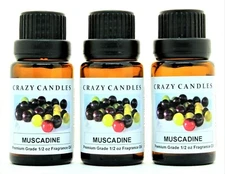 3 Muscadine 1/2oz Premium Grade Scented Fragrance Oil Crazy Candles