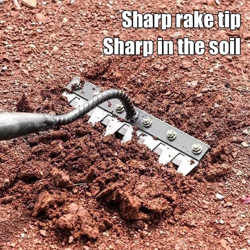 6 Teeth Carbon Steel Garden Weeding Rake, Garden Rakes Metal Heavy Duty ...