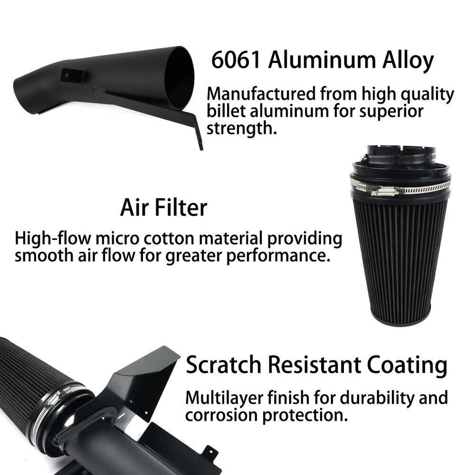 4" Black Cold Air Intake+Heat Shield Kit For 99-06 GMC/Chevy V8 4.8L/5.3L/6.0L - Image 3 of 4