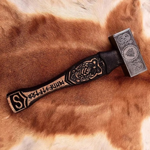 Viking hammer walnut hand forged carbon steel Norse mythology Odin, best gift-AU - Bild 4 von 8