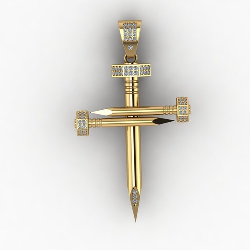 Juego de Diseño de Uñas Cruz Oro Amarillo 14K Sólido Aproximadamente 20 Gramos con Redondo 1.00ctw - Imagen 9 de 10