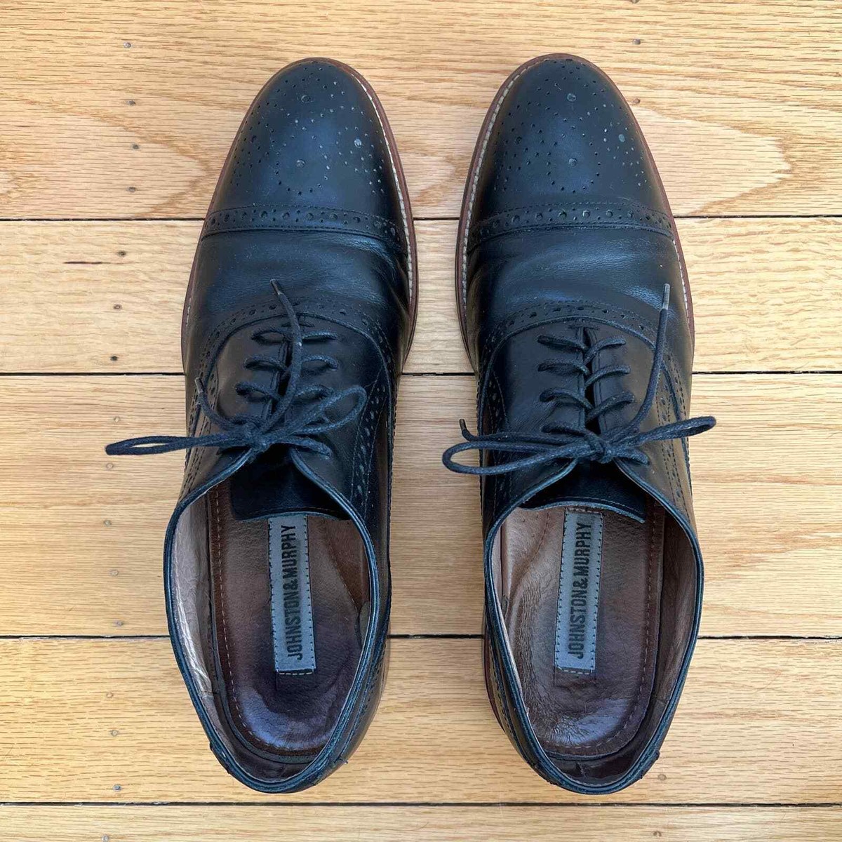 Johnston & Murphy Conard 2.0 Black Leather Cap‎ Toe Brogue Oxford Shoes Mens 12M Men main image 3