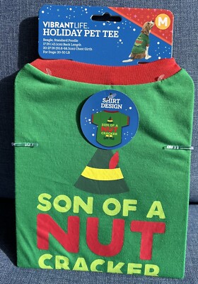Puppy Dog MEDIUM Holiday Pet Green ELF Christmas T-shirt SON OF A NUTCRACKER New