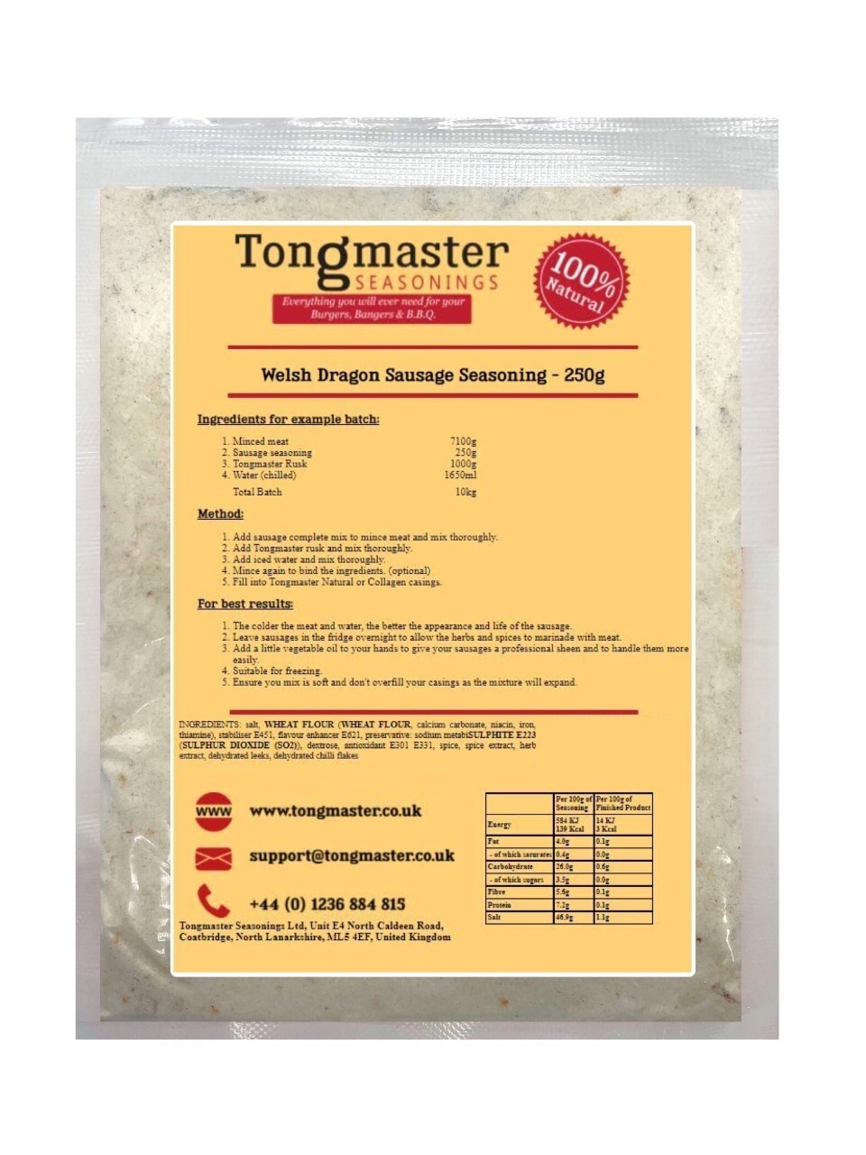 Welsh Dragon Sausage Seasoning - 250g (10kg Batch)