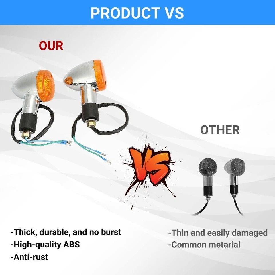 2 señales de giro ámbar para motocicleta Kawasaki VN Vulcan 500 800 88 900 Classic Foto 4 de 4