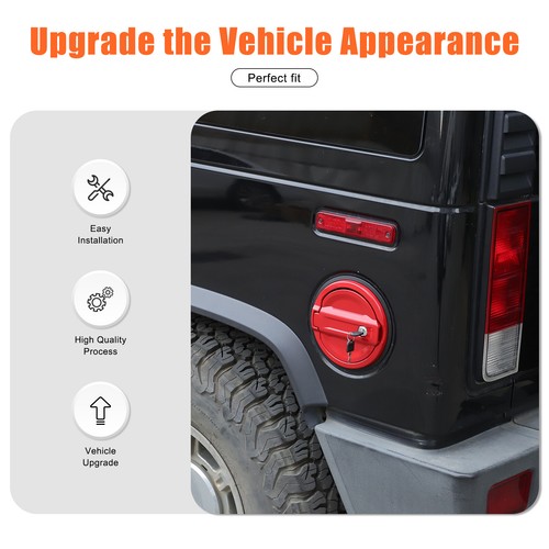 Red Alloy Fuel Tank Cap Anti-theft Lock Cover Trim For Hummer H2 2003-2009 - Picture 13 of 19