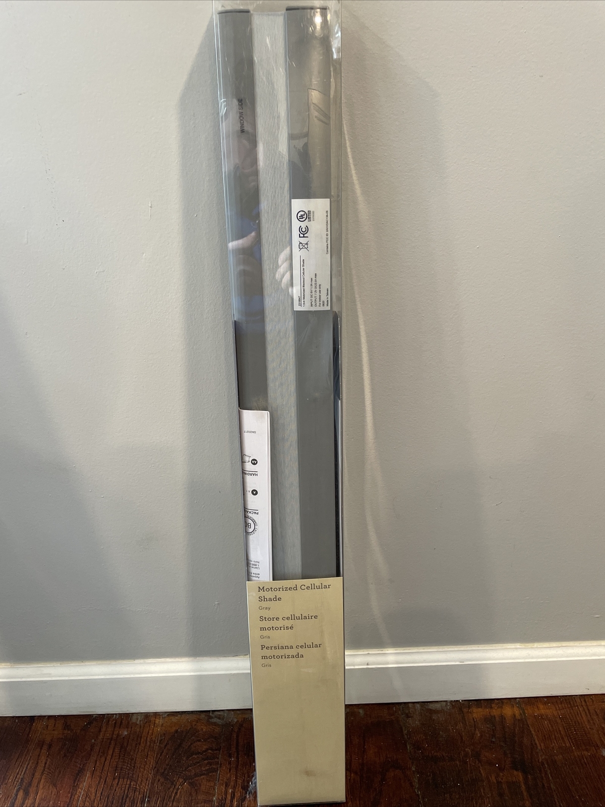 NEW allen + roth Motorized Cellular Shade 27-in x 72-in GRAY Blackout #2318947
