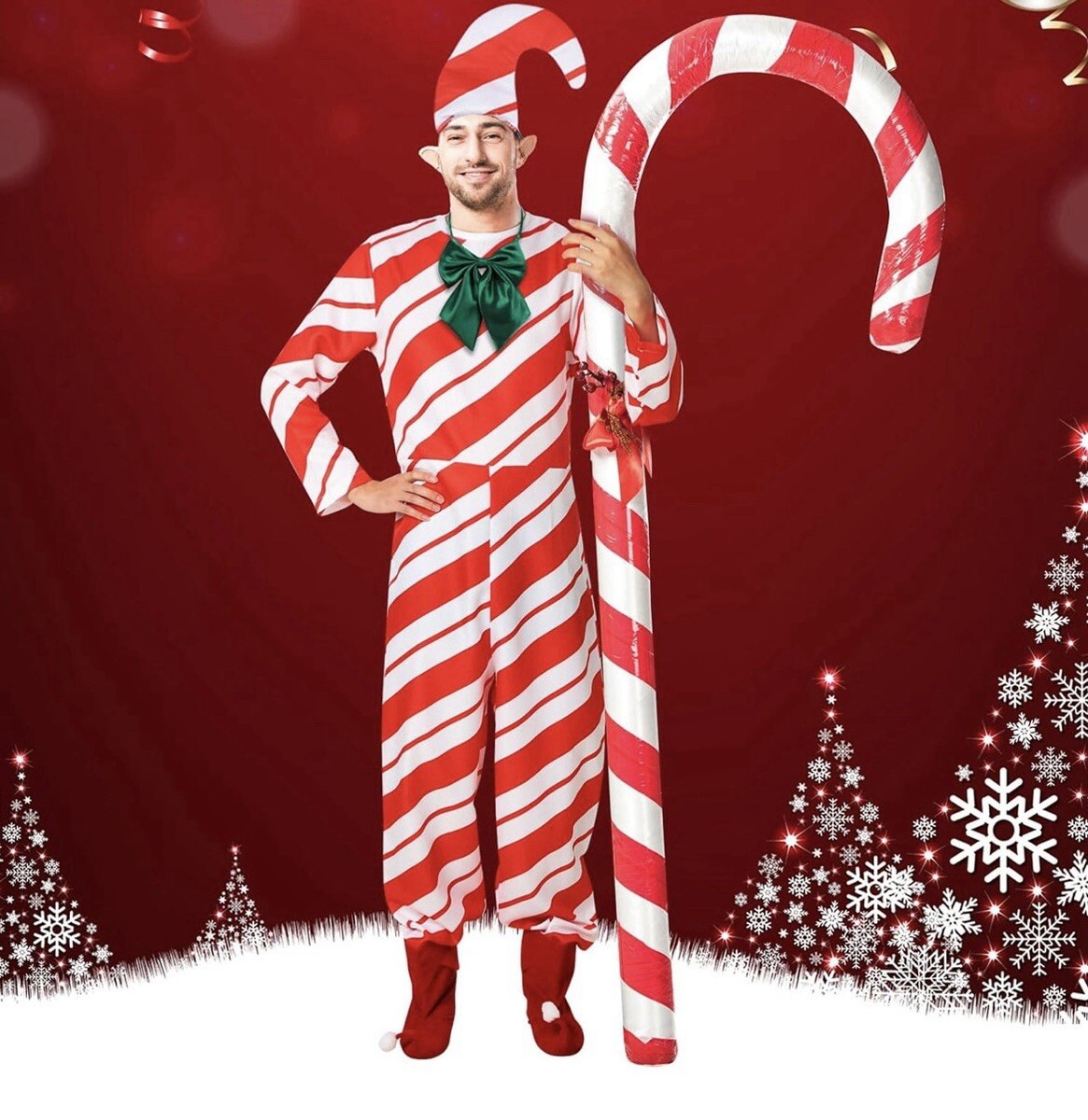 Aslsiy Pantaloni Pigiama Uomo Candy Cane – Morbidi, Con Tasche, Vestibilità Regolabile (Taglia XL, Multicolore)