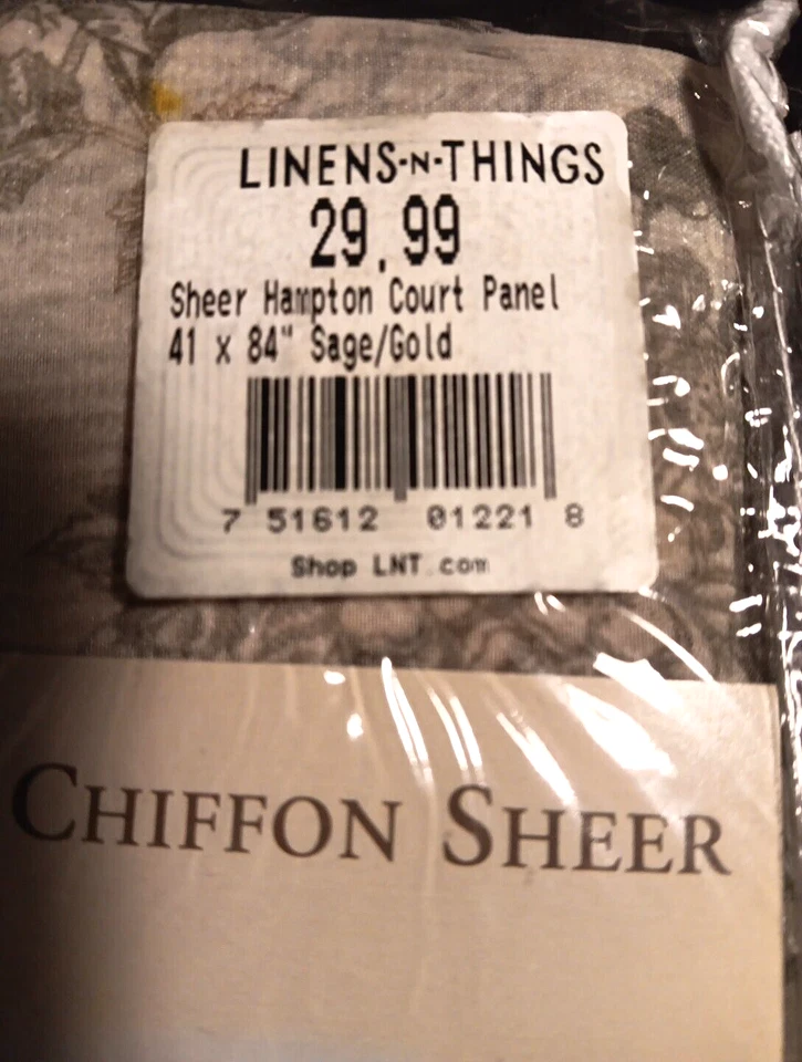 NUEVO 2 Kensington Hampton Court Gasa Transparente 41" X 84" Estampado Floral Dorado Salvia Foto 4 de 4