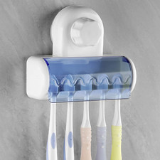1 PCS Self Adhesive Toothbrush Holder with Cover for Bathroom, 5-Slot Wall Mount