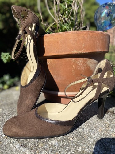 dark brown ankle strap heels