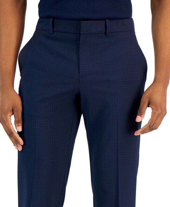 Perry Ellis Portfolio Men's Modern Fit Stretch Resolution Dress Pants Navy 32x32