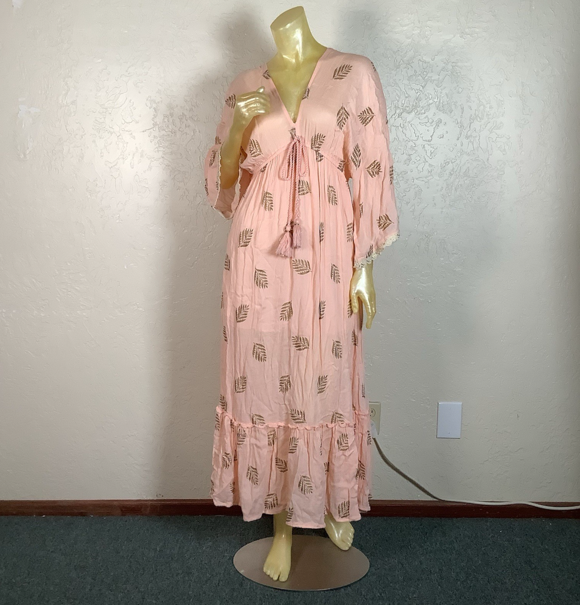 Zury Blush Pink and Gold Boho Maxi Dress with Tassels- Free Size | eBay Zury Blush Pink and Gold Boho Maxi Dress with Tassels- Free Size | eBay