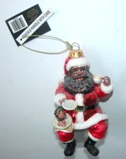 NEW NWT Christmas Ornament Glass Black Santa Claus Coco  Chair Robert Stanley