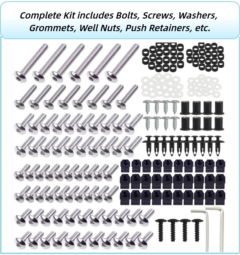 Complete Silver Stainless Fairing Install Bolts for Suzuki GSXR600/750 2011-2020