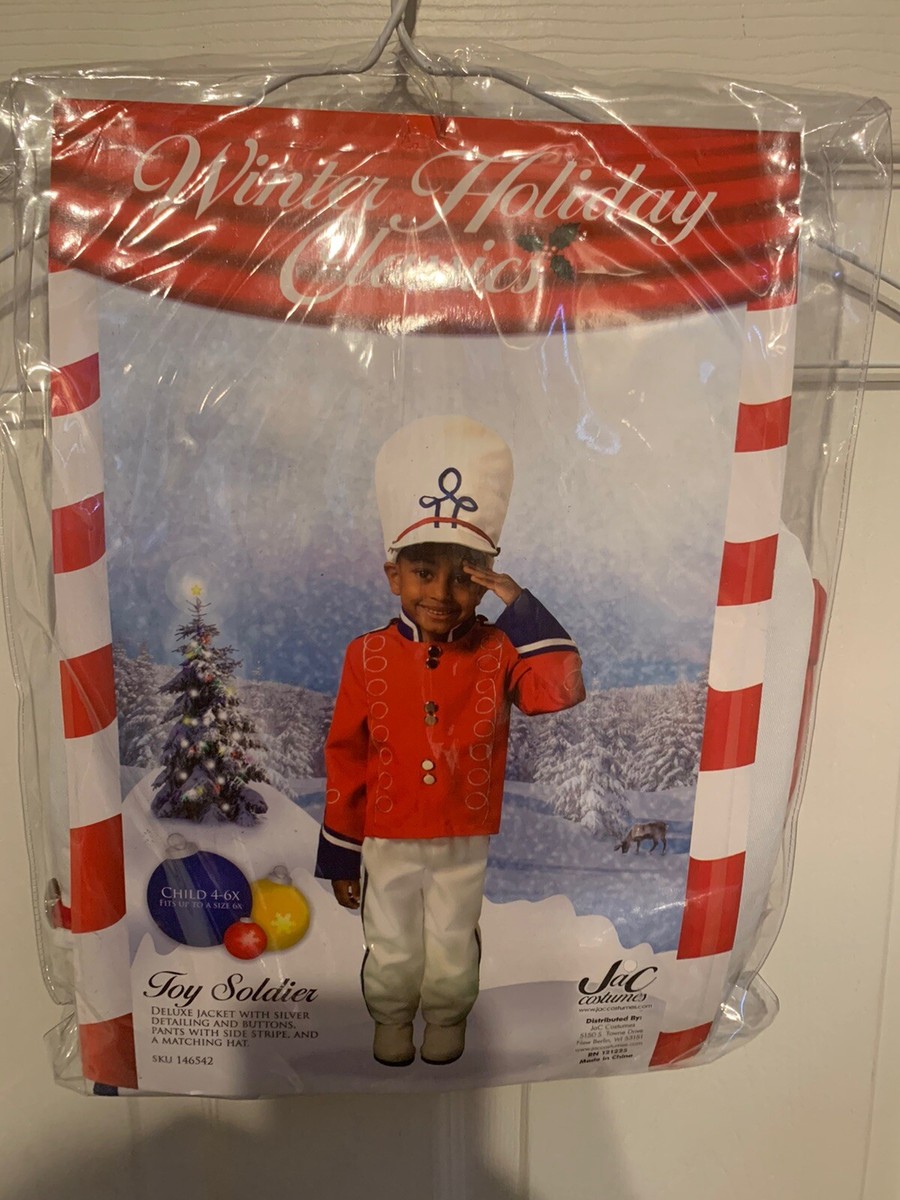 NWOT Toy Soldier Uniform Christmas Costume Child Size S 4-6 W/ Hat