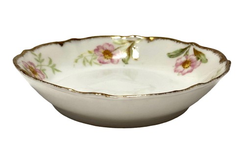 Vtg 1930s Depression Era Limoges Elite Hand Painted Petite 2 Dishes Pink Peonies - Picture 3 of 11