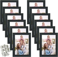 12Tlg. Bilderrahmen Set 10X15Cm Schwarz Fotorahmen Collage Wand Tisch Neu
