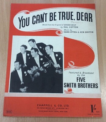 Vintage Noten - You Can't Be True, Dear von The Five Smith Brothers