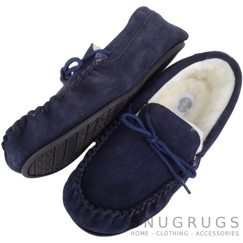 SNUGRUGS Ladies / Womens Luxury Lambswool Suede Moccasin / Slipper Rubber Sole - Picture 5 of 7