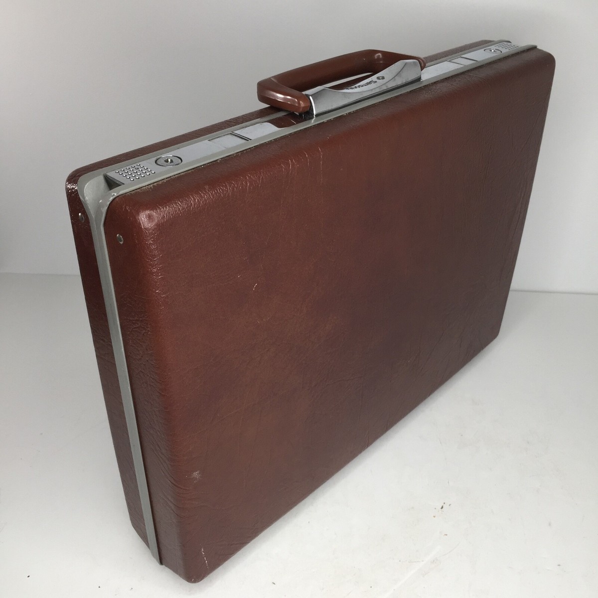 Vintage Samsonite Briefcase - Brown Hard Side Slim MidCentury