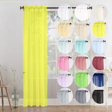 A single panel of high quality Voile Curtain Slot Top solid sheer +tie backs