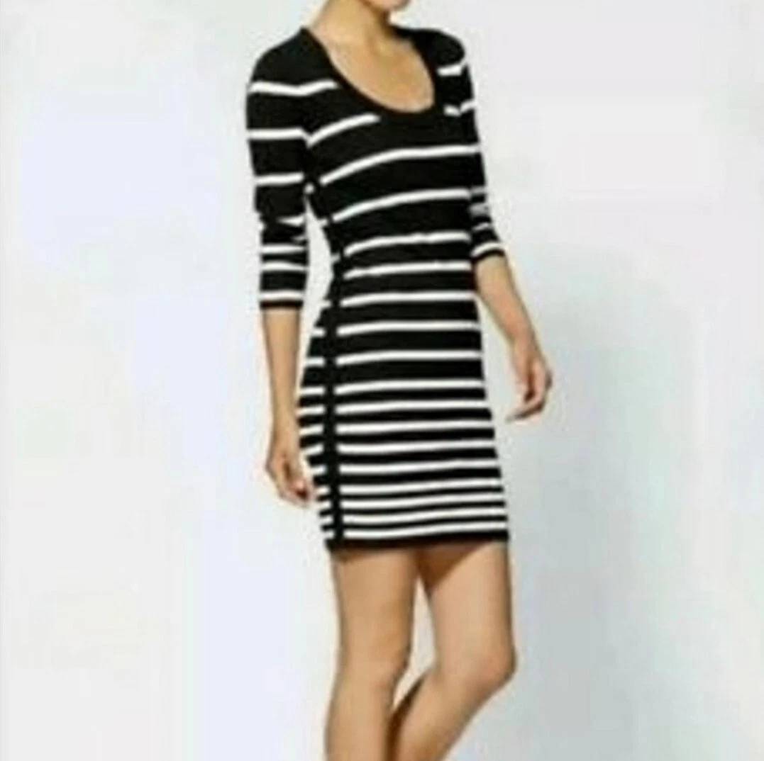 Black dress with white stripe down the side top