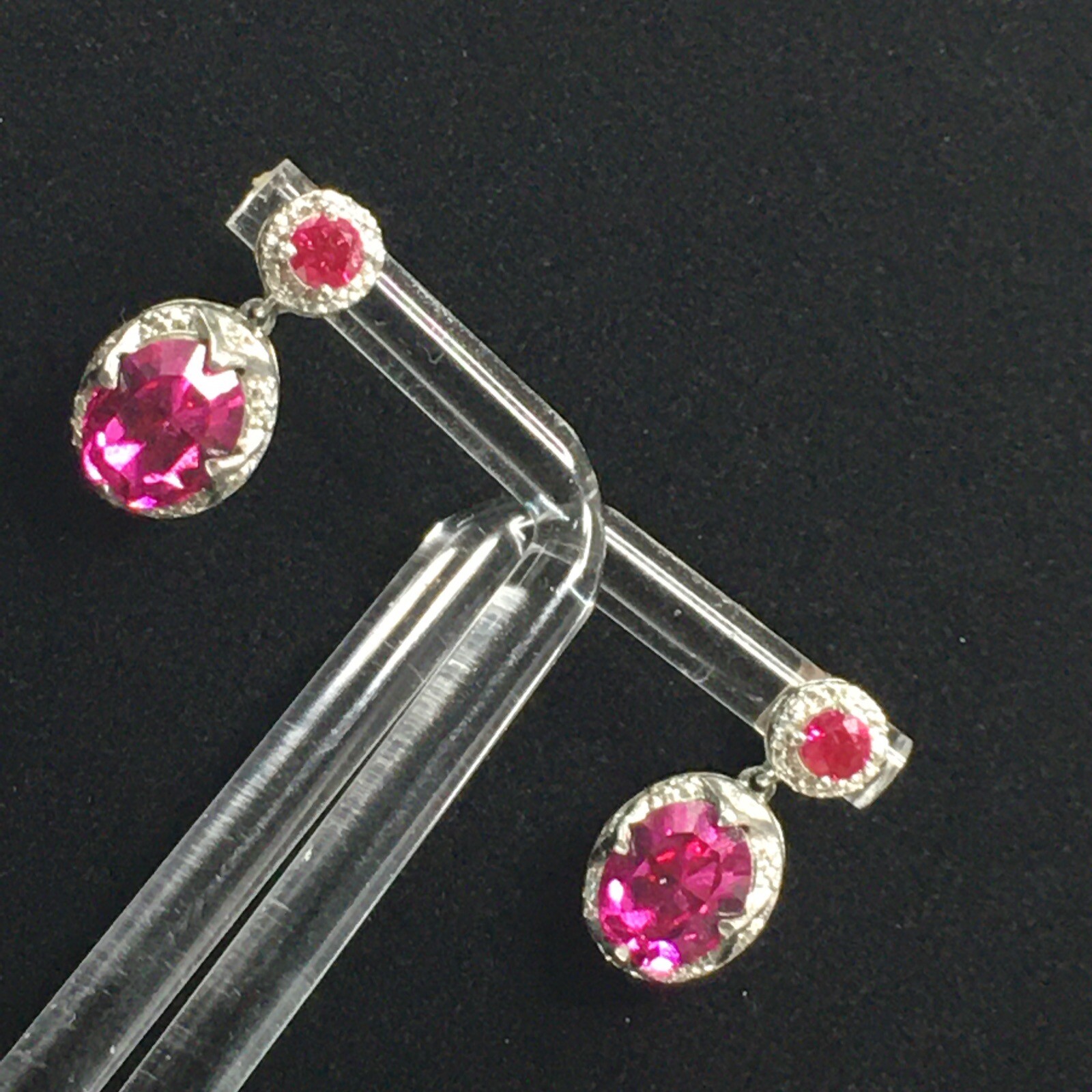 KARIS Sterling Silver Simulated Ruby Dangle Earri… - image 7