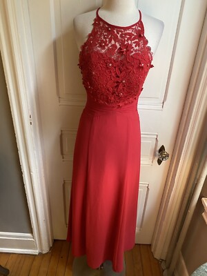 COAST RED LACE TOP BEADED FORMAL DRESS-ATTACHED RIBBON TIE-SIZE6-NWOT-SALE!! COAST RED LACE TOP BEADED FORMAL DRESS-ATTACHED RIBBON TIE-SIZE6-NWOT-SALE!!