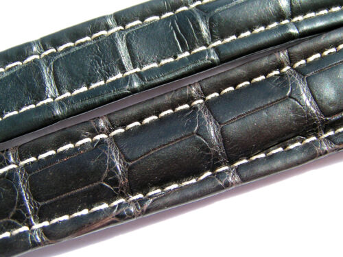 Breitling taśma 20mm 20/16 skóra czarny czarny pasek do składania zamków 012-20 - Zdjęcie 1 z 7