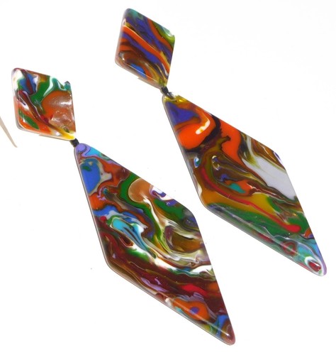Sobral Neoconcretismo Nial Pollock 4.5" Statement Artist Made Post Earrings - Picture 2 of 7