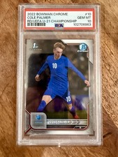 2022 BOWMAN CHROME Cole Palmer 1ST CARD UEFA U-21 ROOKIE #10 ?PSA 10 POP 7. rookie card picture