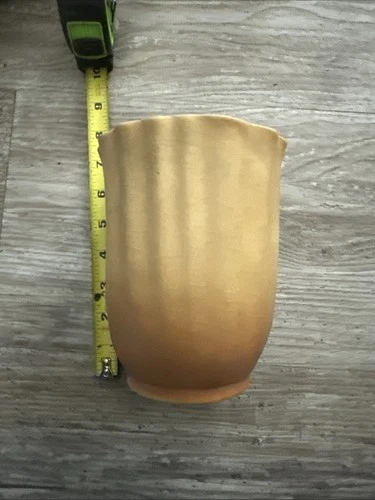 Vintage 1949 Roseville pottery Wide mouth Florane Tan Vase R USA 80-6