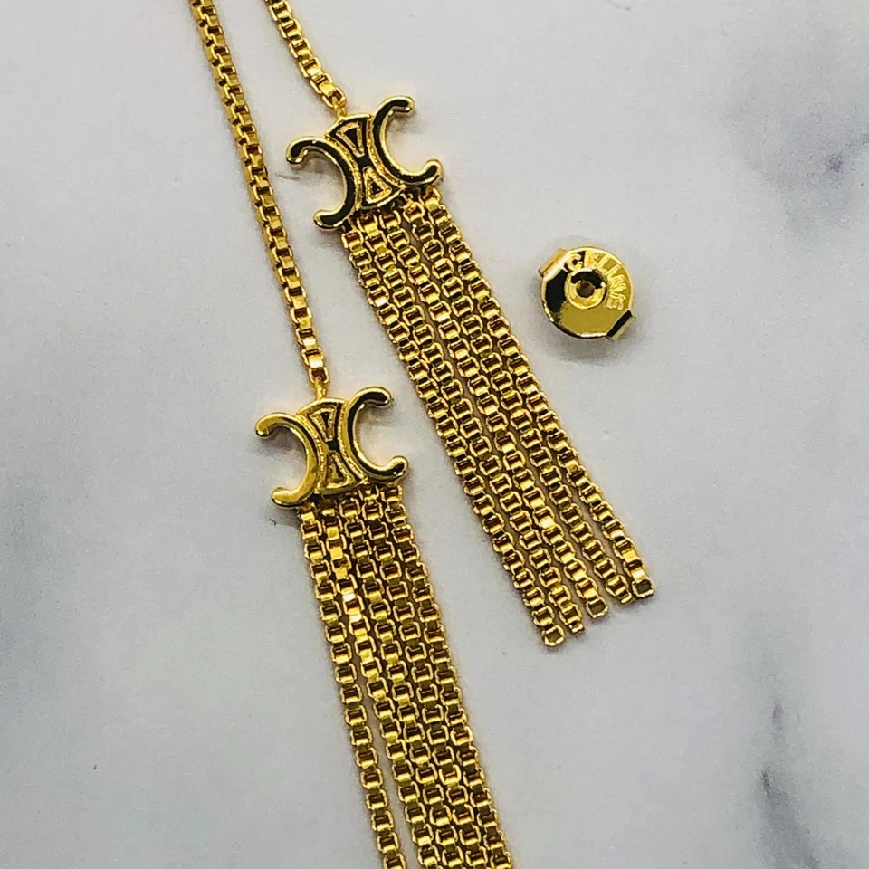 Auténticos pendientes con borla con monograma CELINE - usados / LB4995 Foto 3 de 4