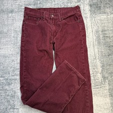 Levis Corduroy Jeans Mens 33x32 Burgundy Red 514 Regular Fit Straight Leg Casual