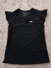 FIGS Technical Collection Women's Scrub Top Black XXS Solid Medical