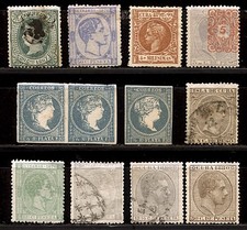 CARAIBES - Lot de 12 timbres classiques oblitérés
