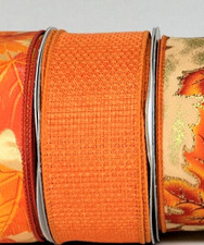 Orange 1.5" by 2 yards Royal Burlap Solid Wired Ribbon Country Fall Spring