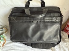 Genuine Leather Compaq Computer Laptop Carrying Case Shoulder Bag Black 17  Vtg