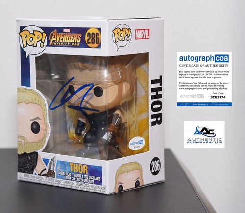CHRIS HEMSWORTH AUTOGRAPH SIGNED FUNKO POP THOR RAGNAROK MARVEL AVENGERS ACOA