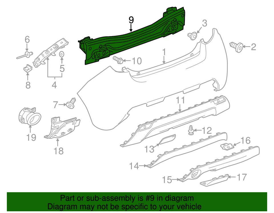 Barra de impacto parachoques trasero original GM 95382651 Foto 4 de 4
