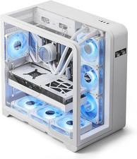 ATX Mid-Tower PC Case with Screen, Three Side Glass, Curved Full View Dual Gamin