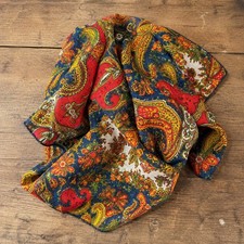 Antique 1920s Vintage Paisley Pocket Square Bandana Floral 16x16