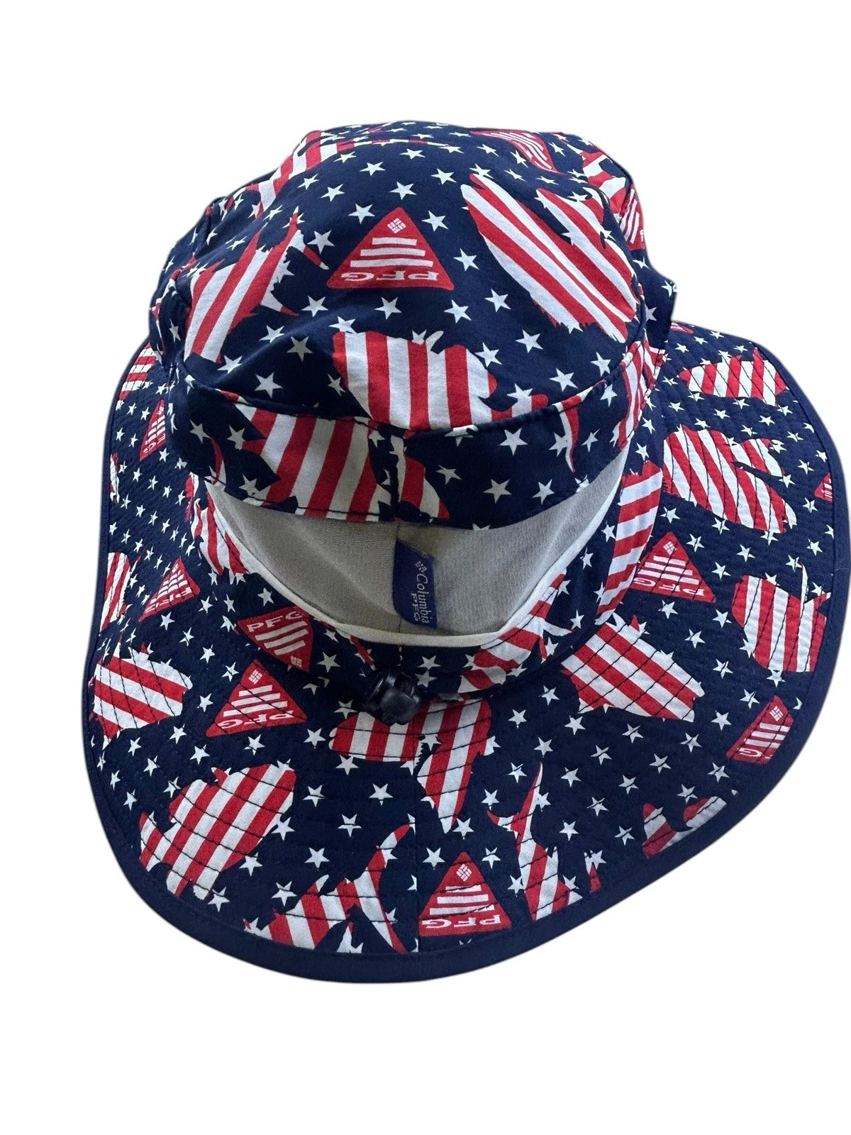 Columbia PFG Vented Bucket Hat Fishing Stars and Stripes Size Adilt S/M
