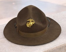 WW 2 USMC MARINE CORPS CAMPAIGN DRILL SERGEANT HAT WPL 5923 W/ EGA Size Medium