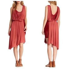 Free People Eleanore Draped Asymmetrical Mini Dress Small Red Womens
