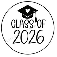CLASS OF 2026 GRADUATION CAP HEART ENVELOPE SEALS LABELS STICKERS PARTY FAVORS