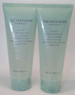 2 PACK THE FACE SHOP Clean Beauty Tea Tree Pore Clarifying Gel Cleanser K-Beauty
